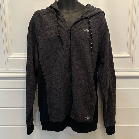 Vans Off The Wall Full Zip Hoodie Jacket Mens L Charcoal Gray w/Black Cotton NWT - Picture 3 of 12